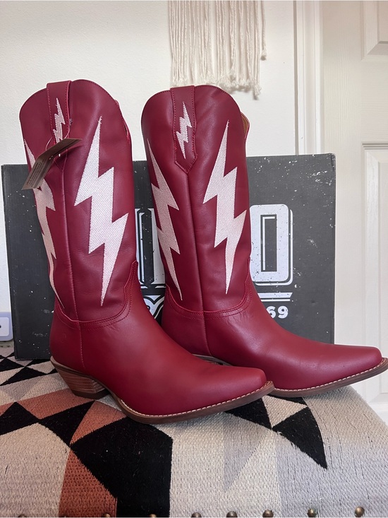 dingo Shoes - Dingo Red & White Western Lightning Bolt Tall Genuine Leather Boots 9 NWT